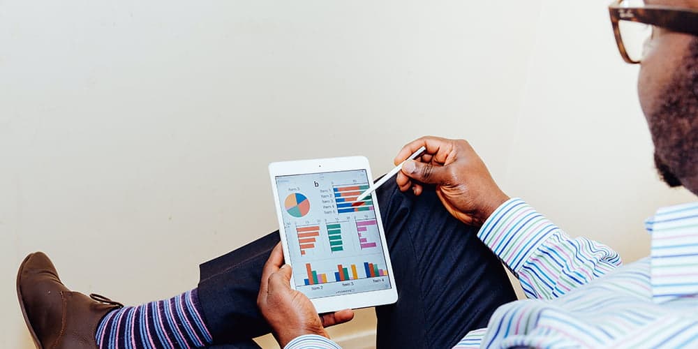 Reviewing assessment data and analytics on a tablet